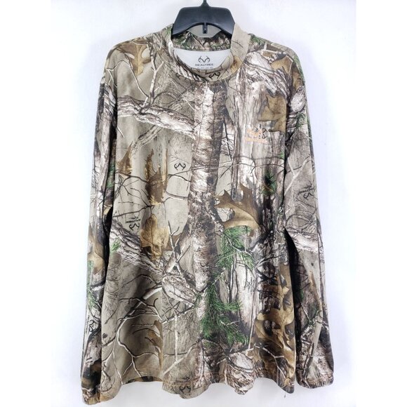 Realtree Long Sleeve Camouflage Shirt Men XL 46-48 Polyester Spandex Blend - Picture 1 of 7